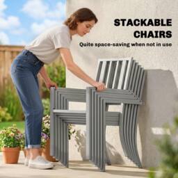 OUTSUNNY 7 Pieces Patio Dining Set with Umbrella Hole for Garden, Light Grey - thumbnail 5