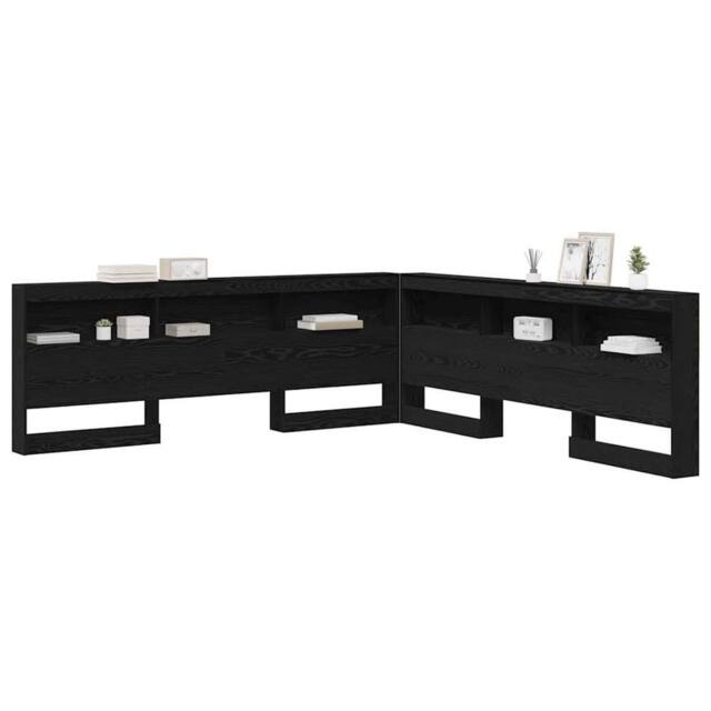 Berkfield Home Storage Headboard with Shelf Black oak 180 cm Engineered wood - image 1