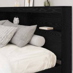 Berkfield Home Storage Headboard with Shelf Black oak 180 cm Engineered wood - thumbnail 4