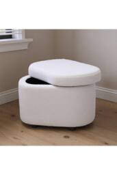 Living and Home Modern Teddy Fleece Storage Ottoman with Plastic Legs in White - thumbnail 2
