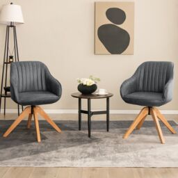 Costway Set of 2 Swivel Accent Chair Ergonomic Armchairs Writing Desk Chairs in Grey - thumbnail 3