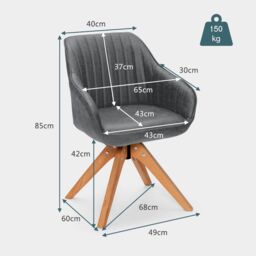 Costway Set of 2 Swivel Accent Chair Ergonomic Armchairs Writing Desk Chairs in Grey - thumbnail 2