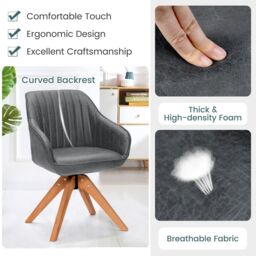 Costway Set of 2 Swivel Accent Chair Ergonomic Armchairs Writing Desk Chairs in Grey - thumbnail 6