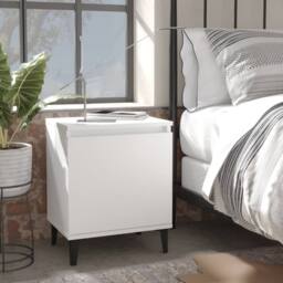 Berkfield Home Bed Cabinets with Metal Legs 2 pcs White 40x30x50 cm - Size: 40 x 30 x 50 cm - thumbnail 2
