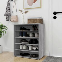 Berkfield Home Shoe Cabinet Grey Sonoma 60x35x70 cm Engineered Wood - Size: 60 x 35 x 70 cm - thumbnail 3