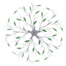 Berkfield Home Ceiling Lamp with Acrylic Crystal Leaf Arms for 5 E14 Bulbs Green - thumbnail 3