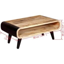 Berkfield Home Coffee Table Rough Mango Wood 90x55x39 cm - Size: 90 x 55 x 39 cm - thumbnail 8