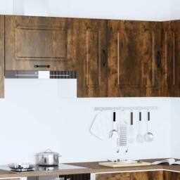 Berkfield Home Kitchen Wall Cabinet Kalmar Smoked Oak Engineered Wood in Brown - thumbnail 3