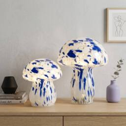 Garden Greatness Maison Aqua Duo LED Glass Mushroom Lamp in White - thumbnail 2