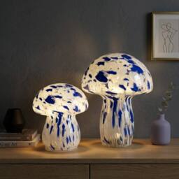 Garden Greatness Maison Aqua Duo LED Glass Mushroom Lamp in White