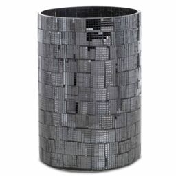 Homescapes Mosaic Glass Wind Light Large Candle Holder Polished Steel Base in Black - thumbnail 2