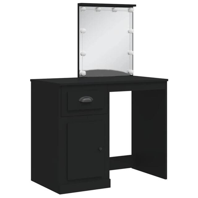 Berkfield Home Beautiful Dressing Table with LED Lights Black 90x42x132.5 cm - image 1