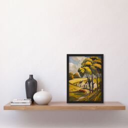 Artery8 Cotswolds Cottages Countryside English Landscape Framed Art Print in Yellow - Size: A4 - thumbnail 4