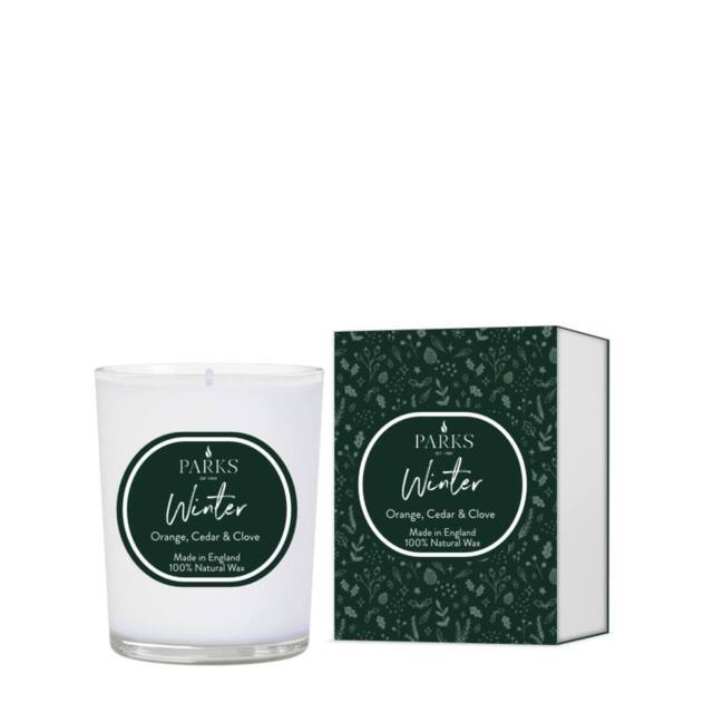 Parks Candles PARKS WINTER - CANDLE 180G ORANGE, CEDAR & CLOVE in White - Size: 189g