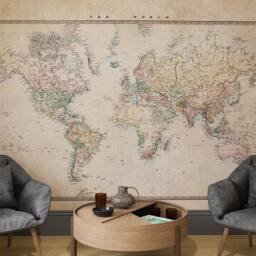 Superfresco Easy The Archivist Map Natural Print To Order 3m x 2.8m Mural in Beige - thumbnail 1