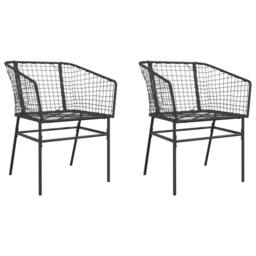 Berkfield Home Beautiful Garden Chairs 2 pcs Black Poly Rattan - thumbnail 3