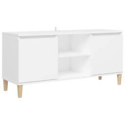 Berkfield Home TV Cabinet with Solid Wood Legs White 103.5x35x50 cm - thumbnail 3