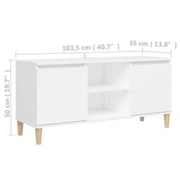 Berkfield Home TV Cabinet with Solid Wood Legs White 103.5x35x50 cm - thumbnail 8