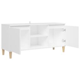 Berkfield Home TV Cabinet with Solid Wood Legs White 103.5x35x50 cm - thumbnail 7