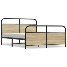 Berkfield Home Metal Bed Frame without Mattress Sonoma Oak 150x200 cm King Size - thumbnail 1