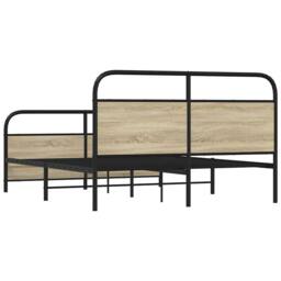 Berkfield Home Metal Bed Frame without Mattress Sonoma Oak 150x200 cm King Size - thumbnail 6