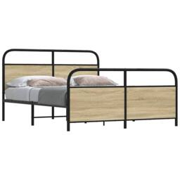 Berkfield Home Metal Bed Frame without Mattress Sonoma Oak 150x200 cm King Size - thumbnail 2