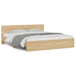 Berkfield Home Bed Frame with LED without Mattress Sonoma Oak 200x200 cm in Brown - thumbnail 5