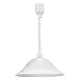 Loops Pendant Light Height Adjust Colour White Shade Glass Alabaster Bulb E27 1x60W