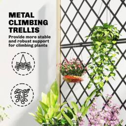 OUTSUNNY Garden Bed w/Metal Trellis, Wooden Elevated Planter Box, Natural - thumbnail 4