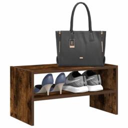 Berkfield Home Shoe Rack Stackable Smoked Oak 60x30x30.5 cm in Brown - thumbnail 1