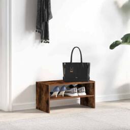 Berkfield Home Shoe Rack Stackable Smoked Oak 60x30x30.5 cm in Brown - thumbnail 3