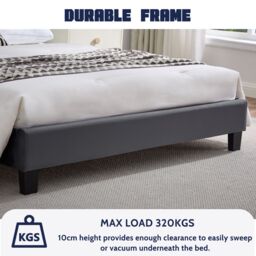 FURNITURE ONE Upholstered Platform Bed Frame with Adjustable Headboard in Grey - Size: King - thumbnail 4