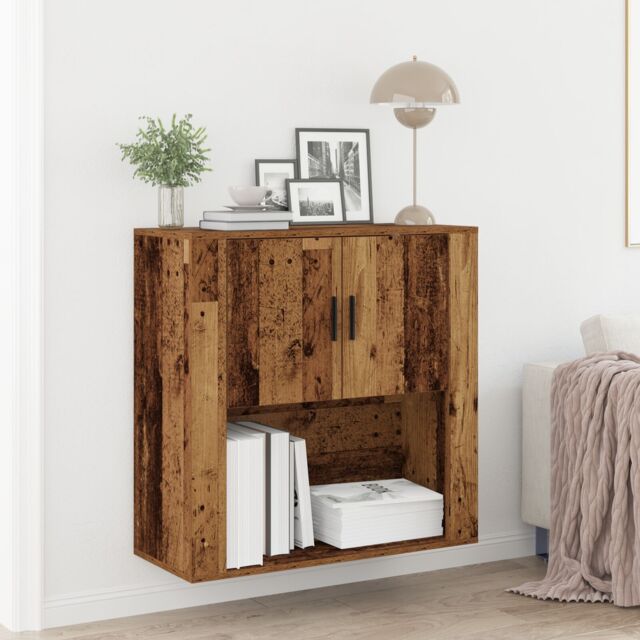Berkfield Home Wall Cabinet Old Wood 80x33x80 cm Engineered Wood in Brown - Size: 80 x 33 x 80 cm - image 1