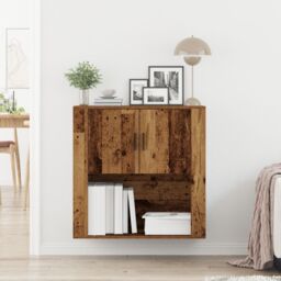 Berkfield Home Wall Cabinet Old Wood 80x33x80 cm Engineered Wood in Brown - Size: 80 x 33 x 80 cm - thumbnail 4