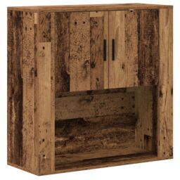 Berkfield Home Wall Cabinet Old Wood 80x33x80 cm Engineered Wood in Brown - Size: 80 x 33 x 80 cm - thumbnail 2