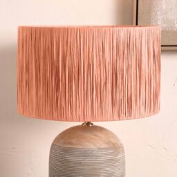 Ruma Coral Raffia Cylinder Lamp Shade for Table Lamps in Pink - Size: 14 inches - thumbnail 1