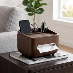 KORVIXA Solid Wood Retro Tissue Box in Brown - thumbnail 5