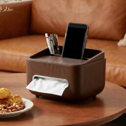 KORVIXA Solid Wood Retro Tissue Box in Brown - thumbnail 3