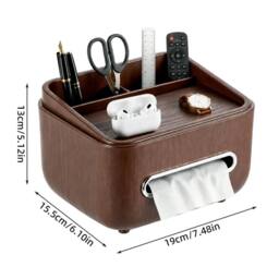 KORVIXA Solid Wood Retro Tissue Box in Brown - thumbnail 2