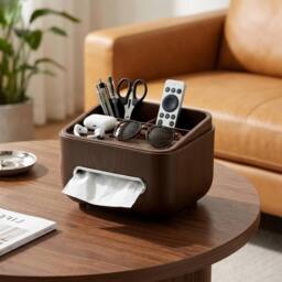 KORVIXA Solid Wood Retro Tissue Box in Brown - thumbnail 4