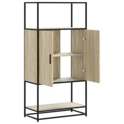 Berkfield Home Highboard Sonoma Oak 68x35x139 cm Engineered Wood & Metal in Light Brown - Size: 68 x 35 x 139 cm - thumbnail 7
