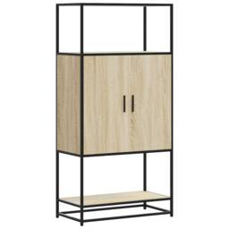 Berkfield Home Highboard Sonoma Oak 68x35x139 cm Engineered Wood & Metal in Light Brown - Size: 68 x 35 x 139 cm - thumbnail 3