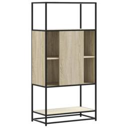 Berkfield Home Highboard Sonoma Oak 68x35x139 cm Engineered Wood & Metal in Light Brown - Size: 68 x 35 x 139 cm - thumbnail 6