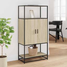 Berkfield Home Highboard Sonoma Oak 68x35x139 cm Engineered Wood & Metal in Light Brown - Size: 68 x 35 x 139 cm - thumbnail 1