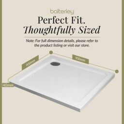 Balterley Premium Square Shower Tray - 900mm - White - thumbnail 5