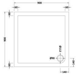 Balterley Premium Square Shower Tray - 900mm - White - thumbnail 8