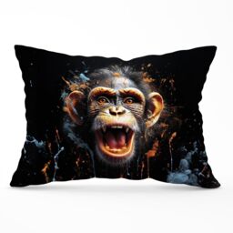 Warren Reed - Designer Monkey Face Splashart Cushions in Orange - Size: 60 cm x 60 cm - thumbnail 1