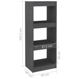 Berkfield Home Beautiful Book Cabinet/Room Divider Grey 40x30x103.5 cm Solid Pinewood - thumbnail 8