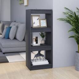 Berkfield Home Beautiful Book Cabinet/Room Divider Grey 40x30x103.5 cm Solid Pinewood - thumbnail 2