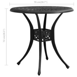 Berkfield Home Garden Table Black 78x78x72 cm Cast Aluminium - Size: 78 x 78 x 72 cm - thumbnail 6